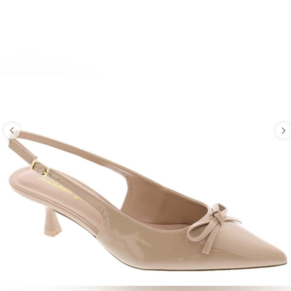 Pointed Toe Slingback Kitten Heel in Nude